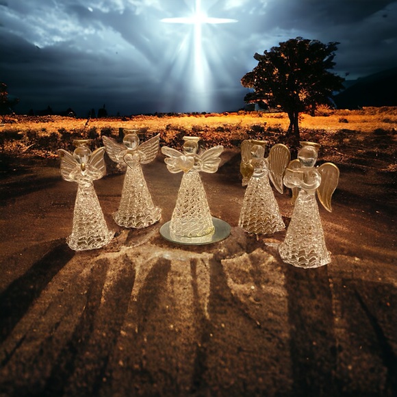 Set of 5 spun glass angels - Picture 4 of 8
